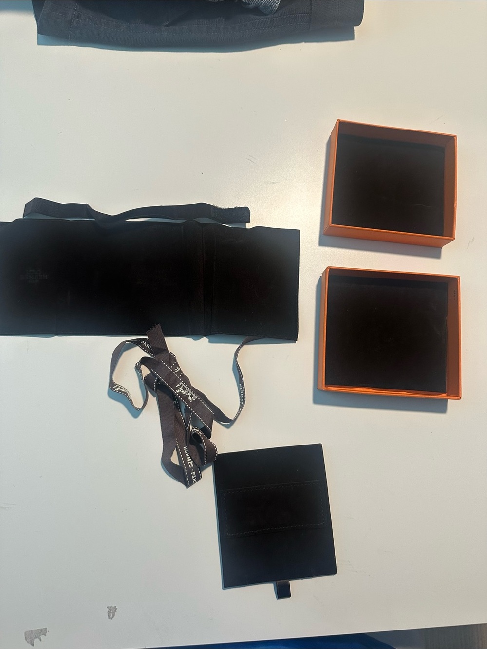 Hermes Black and Orange Jewelry Box Set with Ribbon